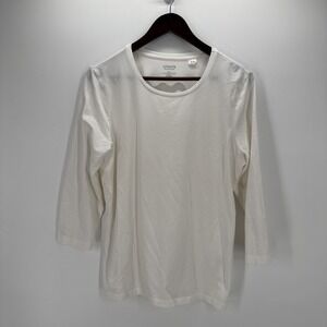 Chicos True Color Tees Shirt 2 Ivory Pima Cotton Blend Scoop Neck Top